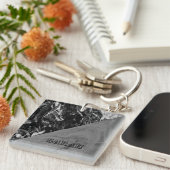 Cool Trendy Black Marble Sleutelhanger (Voorkant Rechts)