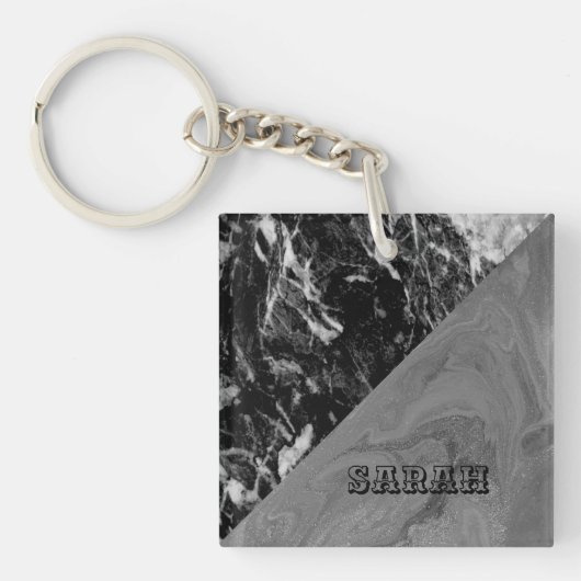 Cool Trendy Black Marble Sleutelhanger (voorkant)