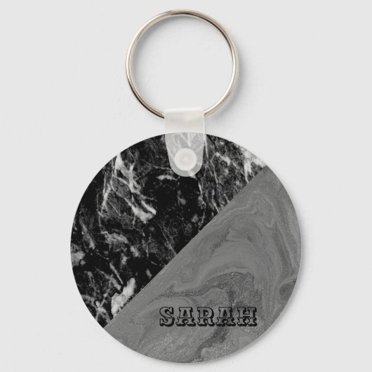 Cool Trendy Black Marble Sleutelhanger (Voorkant)