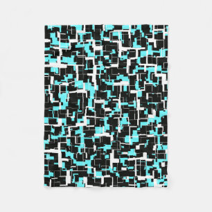 Cool Trendy Black White Blue Pattern Fleece Deken