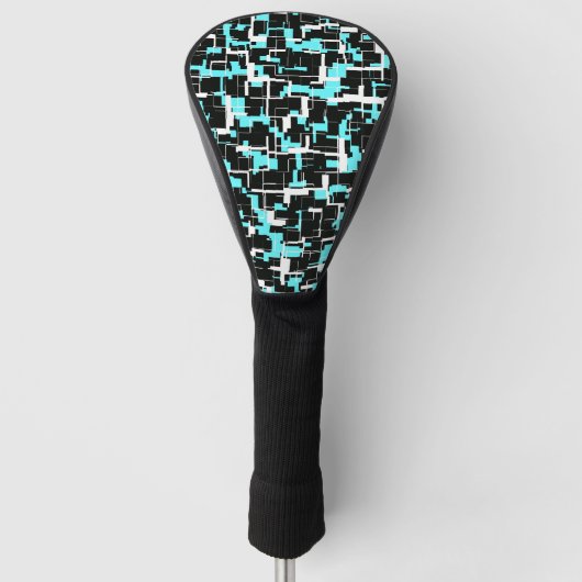 Cool Trendy Black White Blue Pattern Golfheadcover (Voorkant)