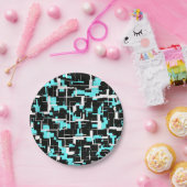 Cool Trendy Black White Blue Pattern Papieren Bordje (Feest)