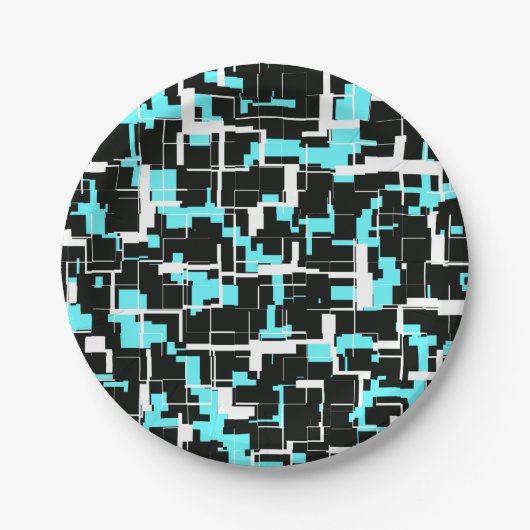 Cool Trendy Black White Blue Pattern Papieren Bordje (Voorkant)