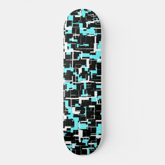 Cool Trendy Black White Blue Pattern Persoonlijk Skateboard (Voorkant)