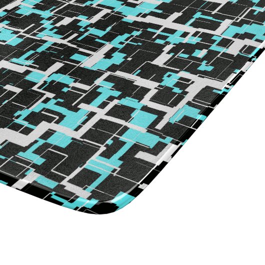 Cool Trendy Black White Blue Pattern Snijplank (Hoek)