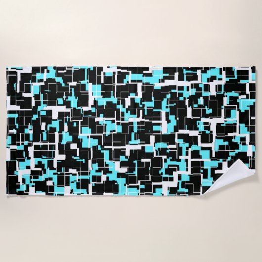 Cool Trendy Black White Blue Pattern Strandlaken (Voorkant)