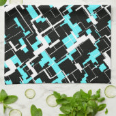 Cool Trendy Black White Blue Pattern Theedoek (Gevouwen)