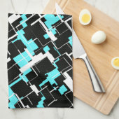 Cool Trendy Black White Blue Pattern Theedoek (Quarter Fold)