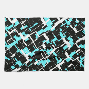 Cool Trendy Black White Blue Pattern Theedoek