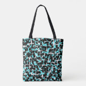 Cool Trendy Black White Blue Pattern Tote Bag (Achterkant)