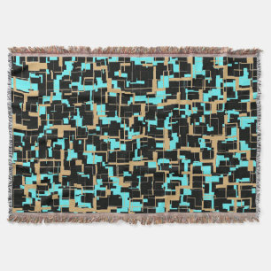 Cool Trendy Black Yellow Blue Pattern Deken