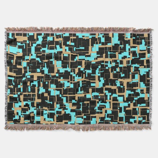 Cool Trendy Black Yellow Blue Pattern Deken (Voorkant)