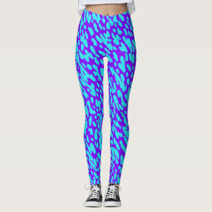 Cool Trendy Blauw Paarse Dier Print Spot Patroon Leggings