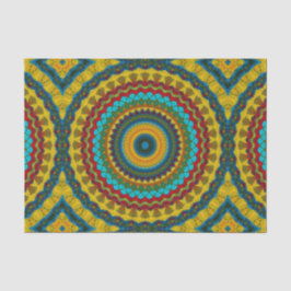 Cool trendy blauw rood geel Mandala stam etnisch Tissuepapier