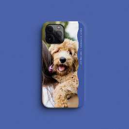 Cool trendy blauwe golvende rand een foto iPhone 15 case