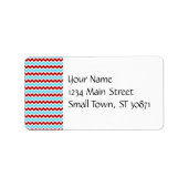 Cool Trendy Blauwgroen Turquoise Red Chevron Zigza Etiket (Voorkant)