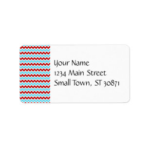 Cool Trendy Blauwgroen Turquoise Red Chevron Zigza Etiket