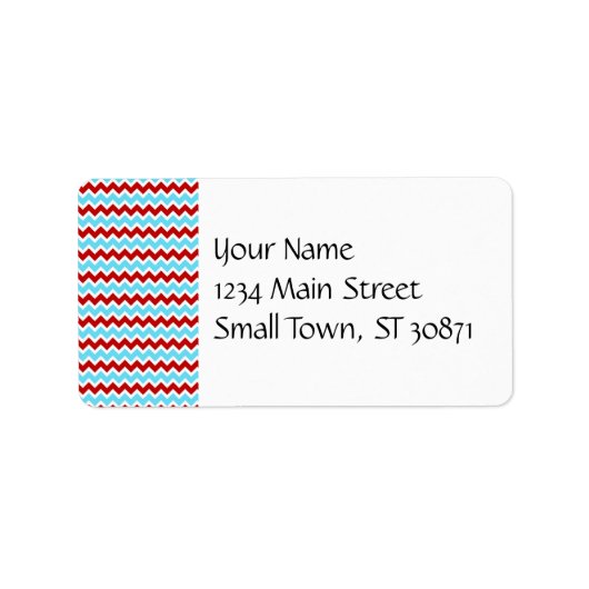 Cool Trendy Blauwgroen Turquoise Red Chevron Zigza Etiket (Voorkant)