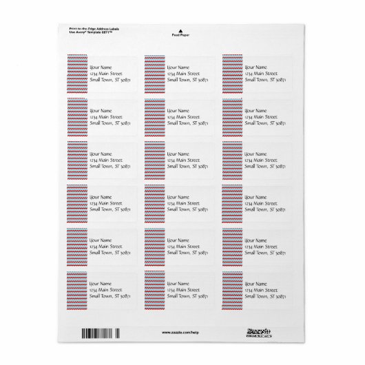 Cool Trendy Blauwgroen Turquoise Red Chevron Zigza Etiket (Full Sheet)