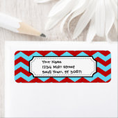 Cool Trendy Blauwgroen Turquoise Red Chevron Zigza Etiket (Insitu)