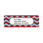 Cool Trendy Blauwgroen Turquoise Red Chevron Zigza Etiket (Voorkant)