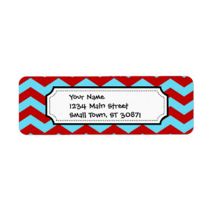 Cool Trendy Blauwgroen Turquoise Red Chevron Zigza Etiket