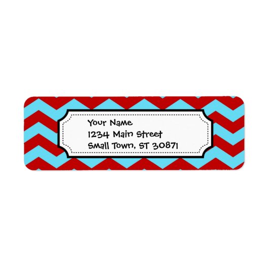 Cool Trendy Blauwgroen Turquoise Red Chevron Zigza Etiket (Voorkant)
