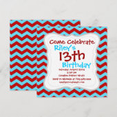 Cool Trendy Blauwgroen Turquoise Red Chevron Zigza Kaart (Voorkant / Achterkant)