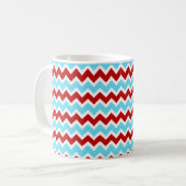 Cool Trendy Blauwgroen Turquoise Red Chevron Zigza Koffiemok (Voorkant links)