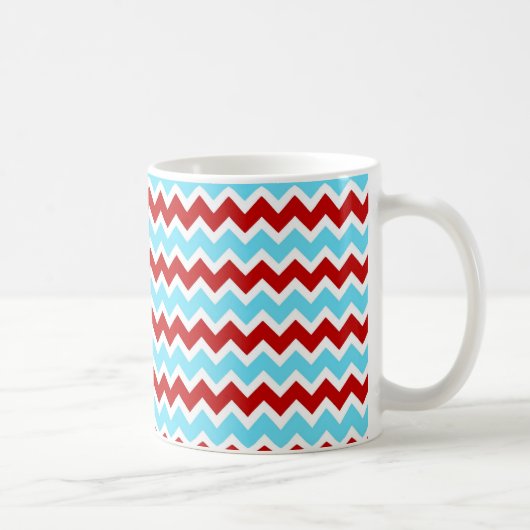 Cool Trendy Blauwgroen Turquoise Red Chevron Zigza Koffiemok (Rechts)