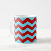 Cool Trendy Blauwgroen Turquoise Red Chevron Zigza Koffiemok (Voorkant links)