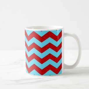 Cool Trendy Blauwgroen Turquoise Red Chevron Zigza Koffiemok