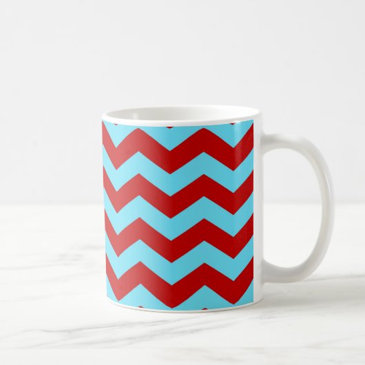 Cool Trendy Blauwgroen Turquoise Red Chevron Zigza Koffiemok (Rechts)