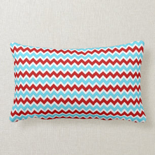 Cool Trendy Blauwgroen Turquoise Red Chevron Zigza Kussen
