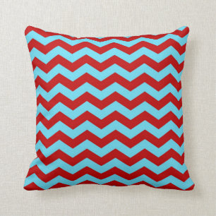 Cool Trendy Blauwgroen Turquoise Red Chevron Zigza Kussen