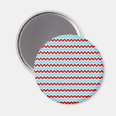 Cool Trendy Blauwgroen Turquoise Red Chevron Zigza Magneet (Voorkant / Achterkant)
