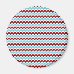 Cool Trendy Blauwgroen Turquoise Red Chevron Zigza Magneet