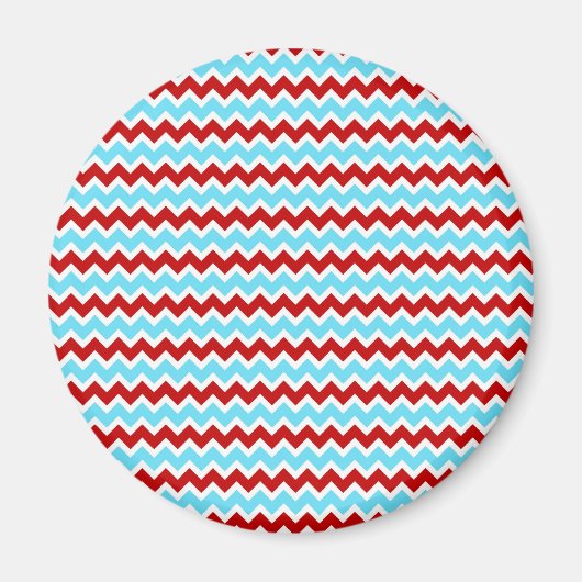 Cool Trendy Blauwgroen Turquoise Red Chevron Zigza Magneet (Voorkant)