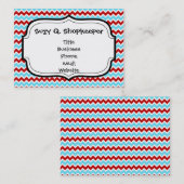 Cool Trendy Blauwgroen Turquoise Red Chevron Zigza Visitekaartje (Voorkant / Achterkant)