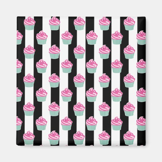 Cool Trendy Bleck en Withe, Cup Cakes Magneet (Voorkant)