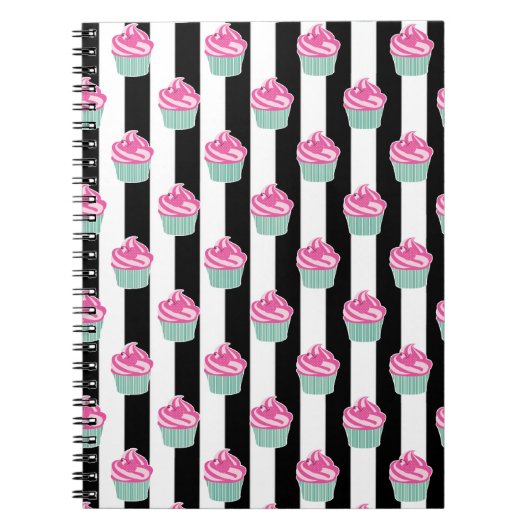 Cool Trendy Bleck en Withe, Cup Cakes Notitieboek (Voorkant)