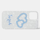 Cool Trendy Blue Heart Hoesje-Mate iPhone Case (Achterkant (horizontaal))