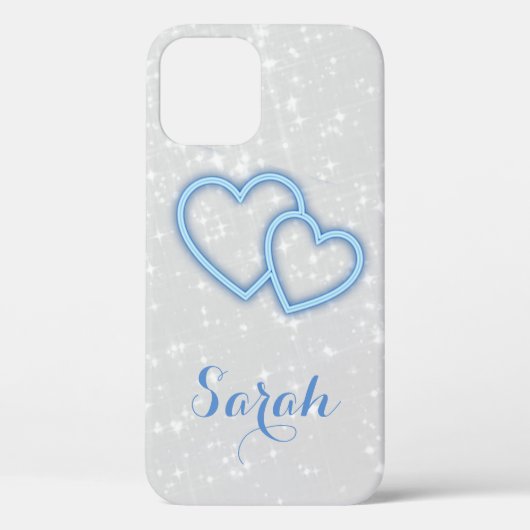 Cool Trendy Blue Heart Hoesje-Mate iPhone Case (Achterkant)
