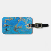 Cool Trendy Blue Marble Bagagelabel (Voorkant horizontaal)