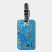 Cool Trendy Blue Marble Bagagelabel (Voorkant verticaal)