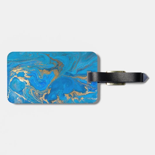 Cool Trendy Blue Marble Bagagelabel (Achterkant horizontaal)