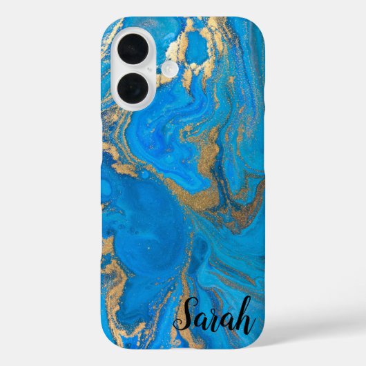 Cool Trendy Blue Marble Hoesje-Mate iPhone Case (Achterkant)