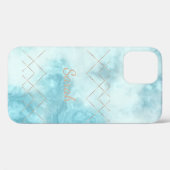 Cool Trendy Blue Marble Hoesje-Mate iPhone Case (Achterkant (horizontaal))
