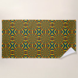 Cool Trendy Blue Red Yellow Mandala Etnische stam Strandlaken
