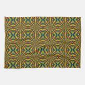 Cool Trendy Blue Red Yellow Mandala Etnische stam Theedoek (Horizontaal)